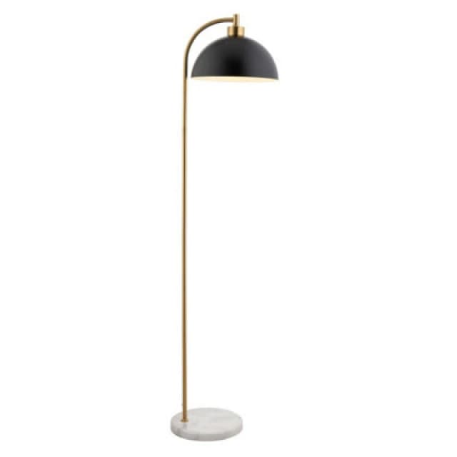 Buchanan Floor Lamp Matt Black, Antique Brass Plate, Grey Marble, 1x E27