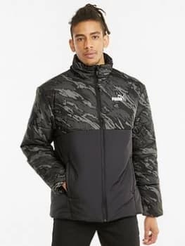 Puma Ess+ Padded AOP Jacket - Black, Size L, Men