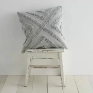Pineapple Elephant Tufted Diamond 100% Cotton Filled Cushion, Silver, 43 x 43 Cm