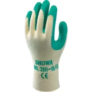 Latex Coated Grip Gloves, Green/Natural, Size 9