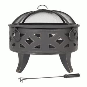 La Hacienda Diamond Deep Steel Fire Pit with Grill