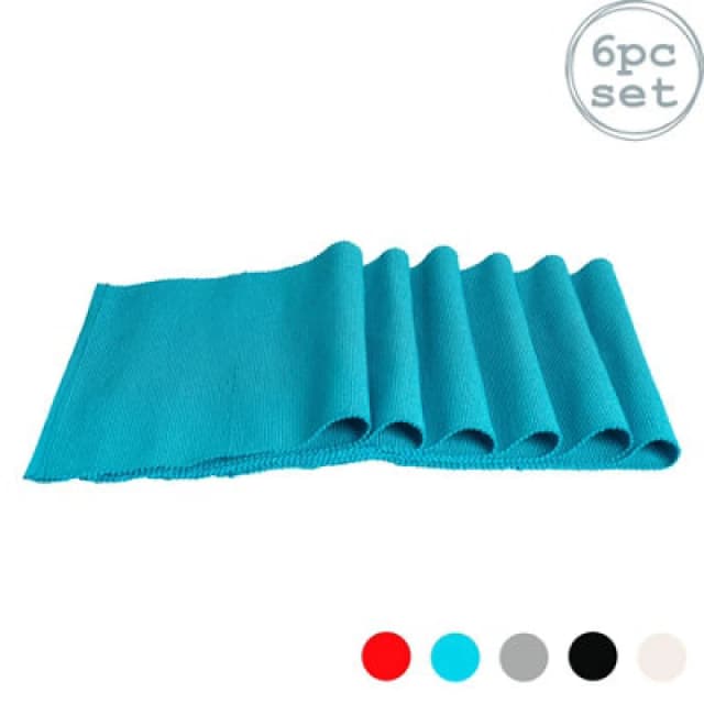 Nicola Spring Ribbed Cotton Placemats - 48 X 33Cm - Light Blue - Pack Of 6
