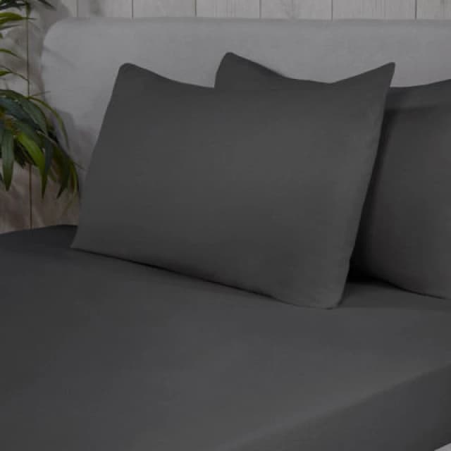 Smart Living Smart Living Brushed Cotton Bed Linen Luxury Fitted Bedsheet or Pillowcase Non Iron in Charcoal Size: Super King Charcoal Super King Un