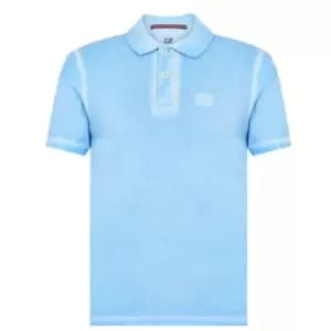 CP COMPANY Garment Dyed Piquet 24/1 Short Sleeve Polo Shirt - Blue