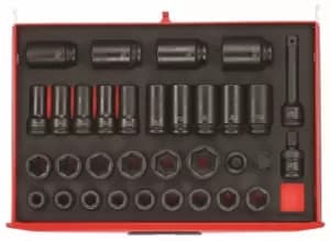 Teng Tools TTEISK33 33pc EVA 3/4" Dr Impact Socket Set (Regular + Deep + Acc's)