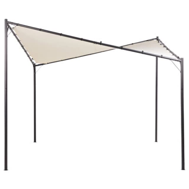 Beliani Gazebo Aventine Metal 300 Cm 300 Cm Beige