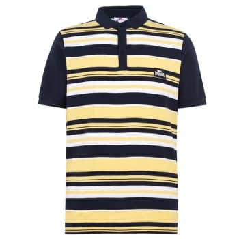 Lonsdale Yarn Dye Stripe Polo Shirt Mens - Navy/Yellow/Wht