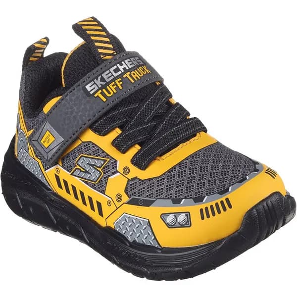 Skechers Boys Skech Tracks Strap Comfy Trainers UK Size 5 (EU 22) Charcoal/Yellow SKE2282-CCYL-5