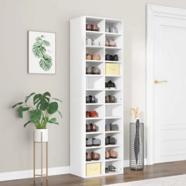 Vidaxl Shoe Cabinet White 54X34X183cm Engineered Wood Shoe Cabinets