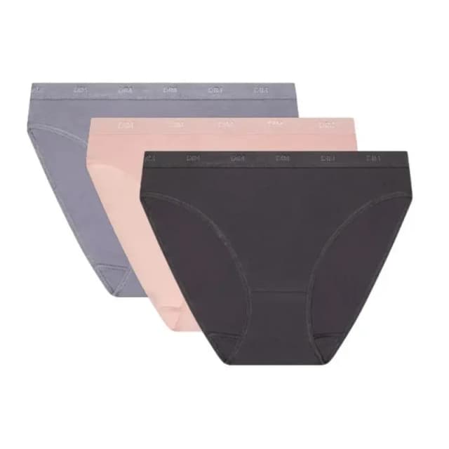 Dim Pack of 3 Ecodim Pockets Knickers Taupe / pink / gray Women 8/10;12/14;16/18