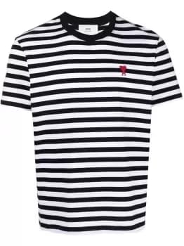 AMI PARIS Ami De Coeur Logo Striped T-Shirt Black/White