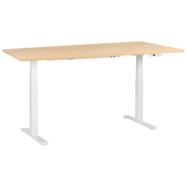 Beliani Electric Adjustable Standing Desk Destines Light Brown/ White 180 Cm 72 Cm