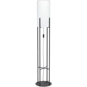 Loops - Standing Floor Lamp Light Black & White Fabric 1 x 60W E27 Bulb Living Room