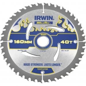 Irwin Weldtec Construction Saw Blade 160mm 40T 20mm
