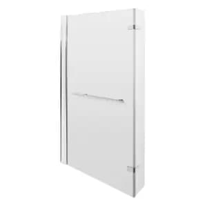 Nuie Pacific L Shaped Bath Screen Hinged With Rail - Polished Chrome
