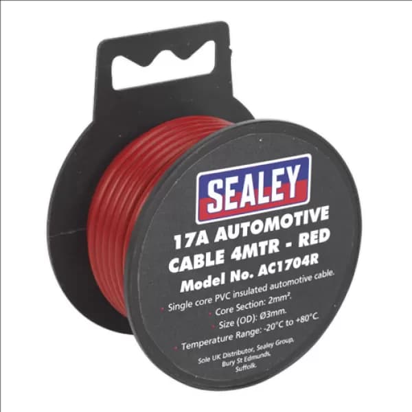 Genuine SEALEY AC1704R Automotive Cable Thick Wall 17A 4mtr Red