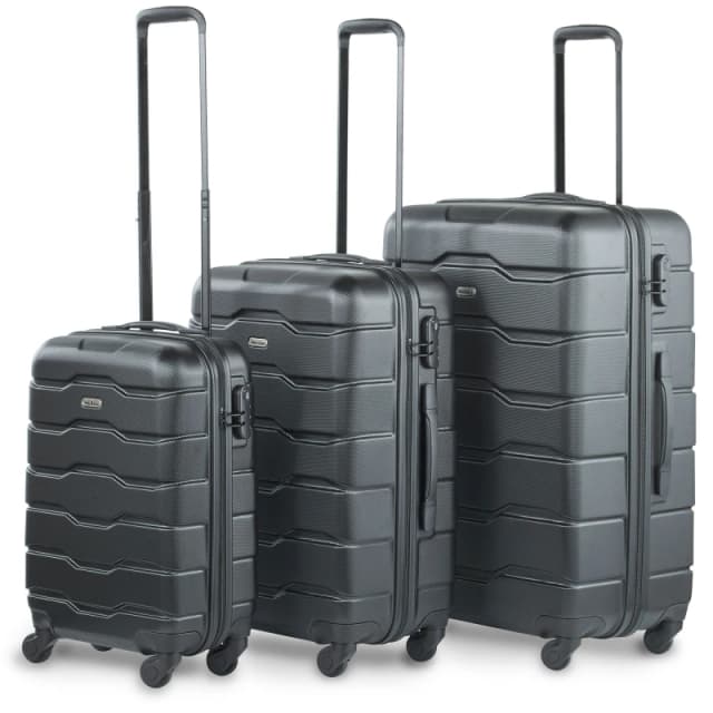 VonHaus Multi Sized Set of Three Luggage Set Black