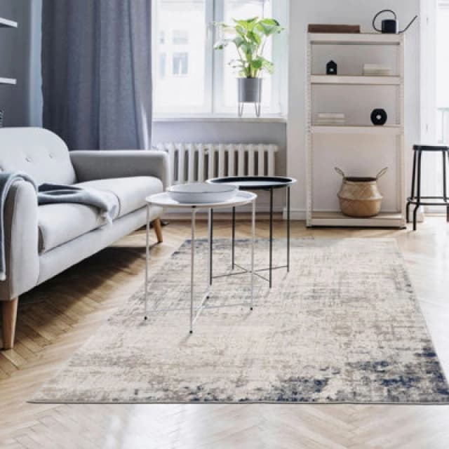 The Rugs Montana Brown Navy Abstract Area Rug And Runner Soft Durable Pet Friendly Easy To Clean Living Room Bedroom 3718B