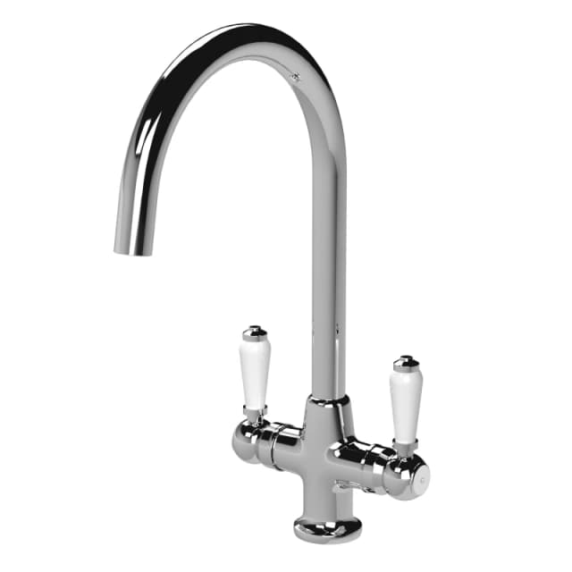 Balterley Traditional Cruciform Two Lever Handle Sink Mixer Tap Chrome Silver