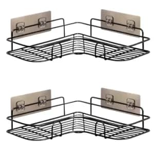 House of Home Set Of 2 Corner Shower Caddy In Black Nano Coating