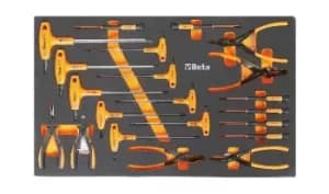 Beta Tools M62 21pc Pliers & Micro Screwdriver Set Soft Tray for Roller Cab