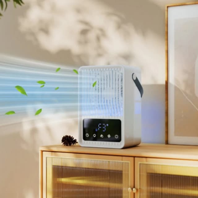 Homcom 4-In-1 Mini Air Cooler With 7 Colour RGB Light, Cooling Fan, Black