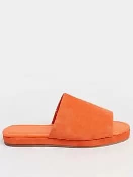 Long Tall Sally Flat Micro Mule - Orange, Size 9, Women