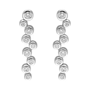 18ct White Gold Diamond Bubble Drop Earrings