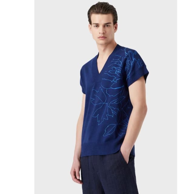 Emporio Armani V-Neck Sweater Blue male XS