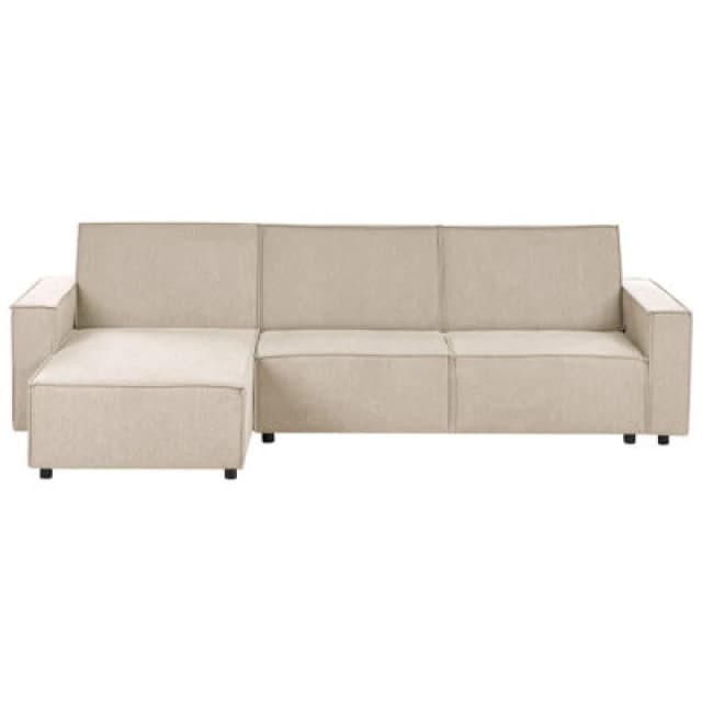 Beliani Corner Sofa Bed 3 Seater Romedal Ii Fabric Beige Right Hand