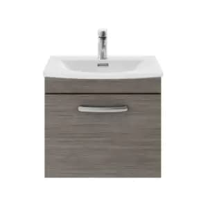 Nuie - Athena Wall Hung 1-Drawer Vanity Unit with Basin-4 500mm Wide - Anthracite Woodgrain