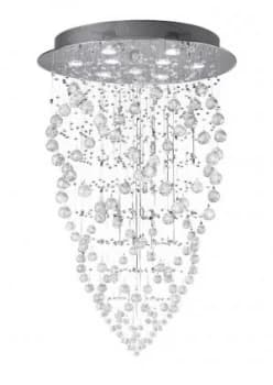 Ceiling Cluster Pendant Cone 9 Light Polished Chrome, Crystal