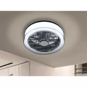 Schuller Wind Integrated LED Light Ceiling Fan, Chrome Smoke, Remote Control