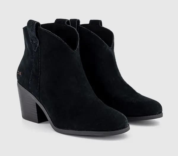 TOMS Womens Constance Western Boots Black Suede, 5