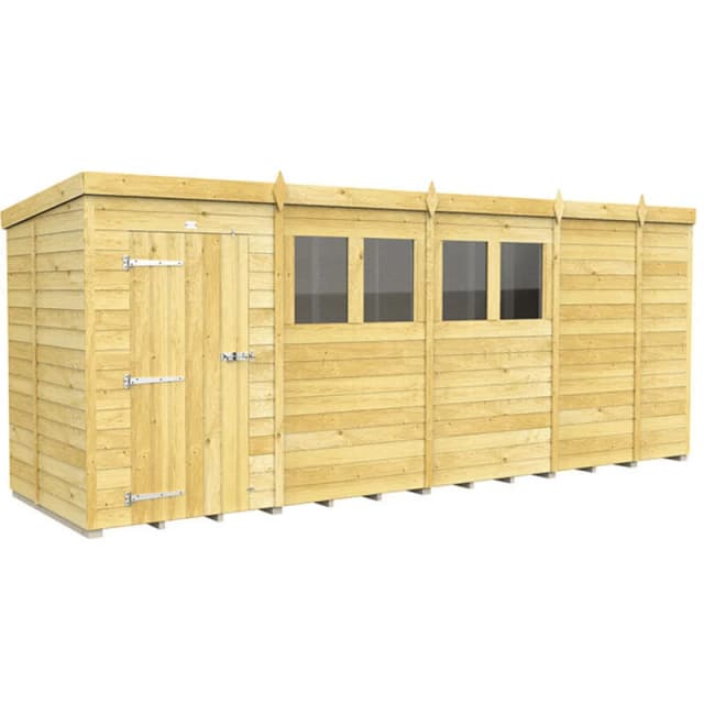 Flat Pack Sheds DIY Sheds 17 x 5 Pent Shed, Brown 17X5PFF