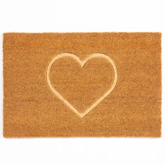 Arthouse Astley Pressed Heart Embossed PVC Backed Coir 40x6 Door Mats One Size Beige 87872604000