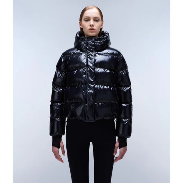 Napapijri Womens Glane Mirror Zip Adjustable Hood Short Puffer Jacket Black 041 female 12 (M)