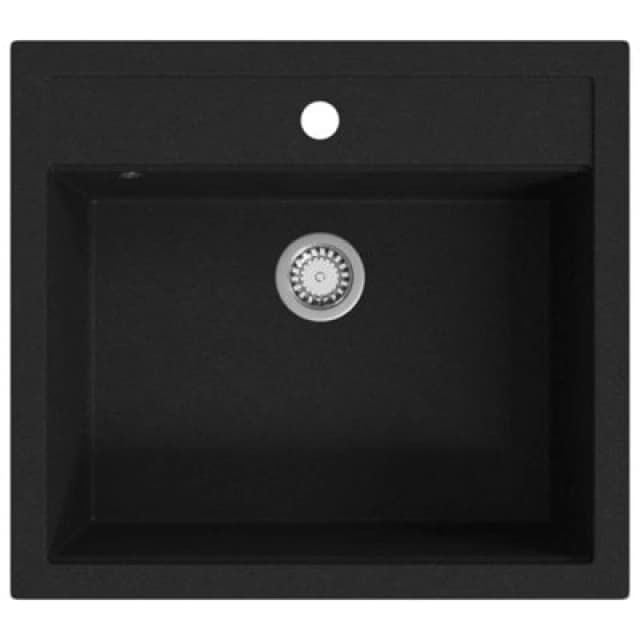VIDAXL Granite Kitchen Sink Single Basin Black Vidaxl 142954
