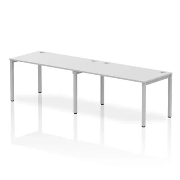Impulse Bench Impulse Bench Single Row 2 Person 1400 Silver Frame Office Bench Desk White IMBS214WHTS