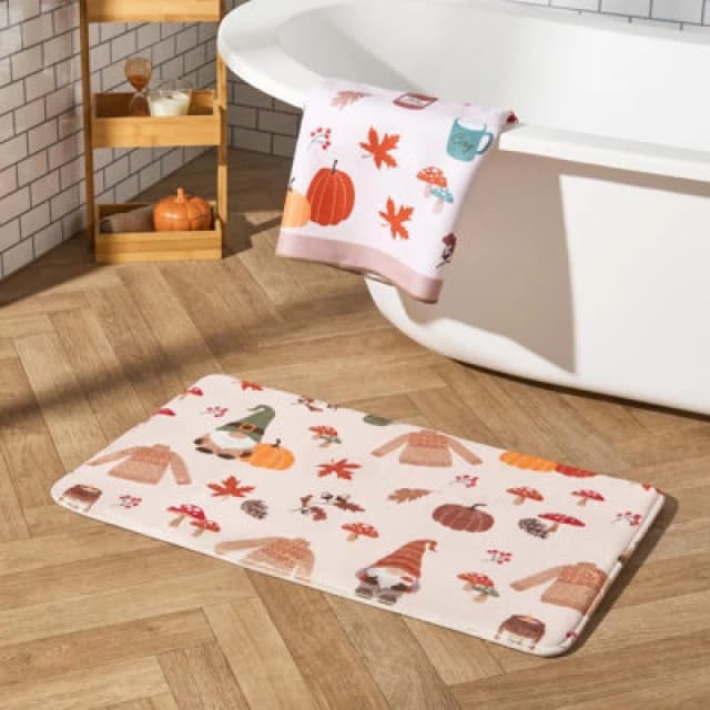 OHS OHS Autumnal Gonk Bath Mats Non-Slip Shower Rug Multi One Size Unisex 5027434225033