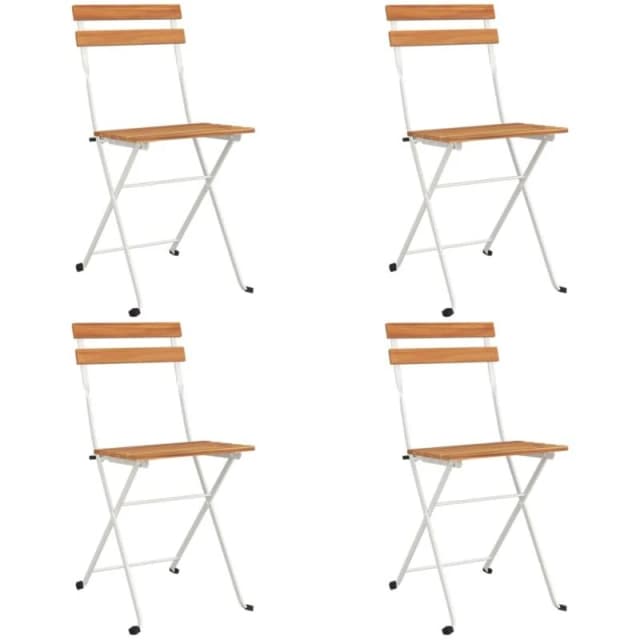 VIDAXL Folding Bistro Chairs 4 pcs Solid Wood Acacia and Steel Vidaxl 319975