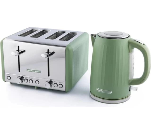 HAMILTON BEACH Harmony Breakfast Jug Kettle & 4-Slice Toaster Bundle - Matcha, Green 5060916372580