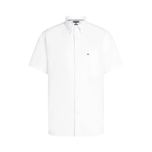 Tommy Hilfiger Mens Heritage Oxford Short-Sleeve Plain Shirt White male S