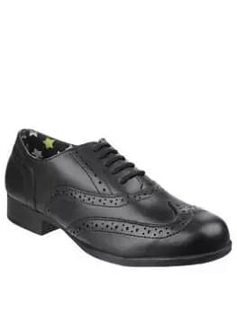 Hush Puppies Kada Lace Up Brogue School Shoe, Black, Size 4 Older