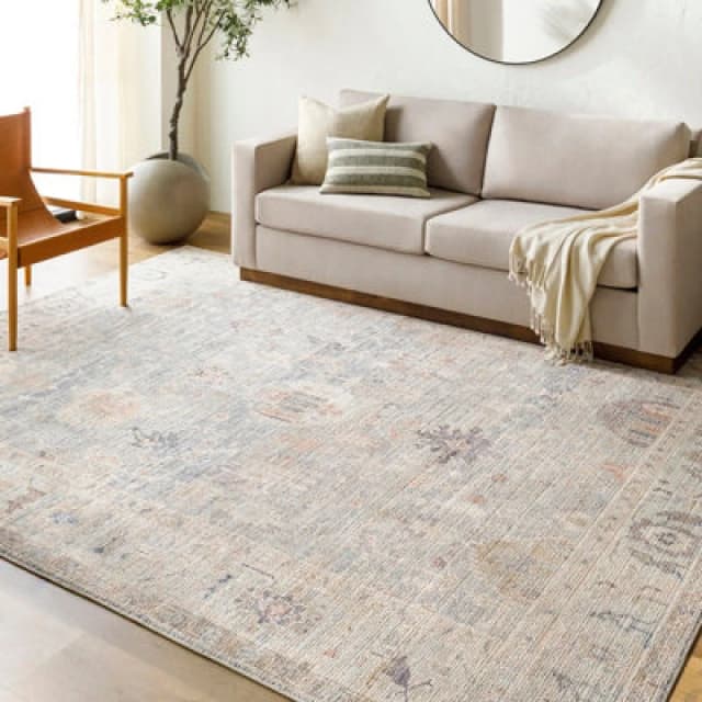 Becki Owens X Livabliss Vintage Oriental Boho Grey/pale Blue Marlene Area Rug 117 X 170 Cm - Easy Care, Ideal For Living Room