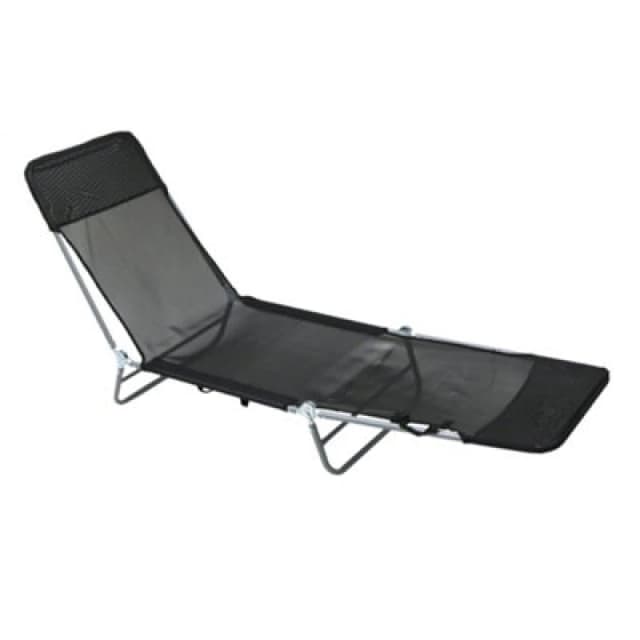 Oypla Folding Reclining Sun Lounger Black unisex
