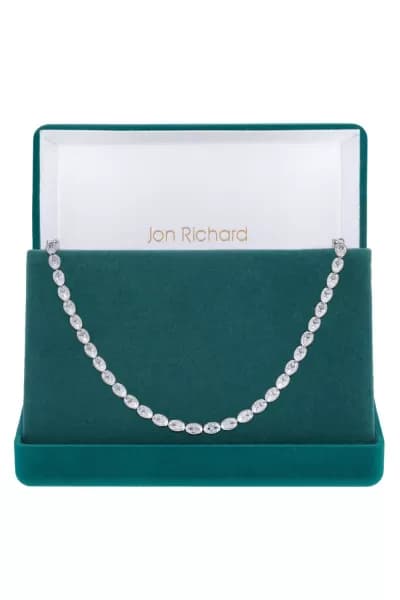 Rhodium Plated And Cubic Zirconia Tennis Necklace - Gift Boxed