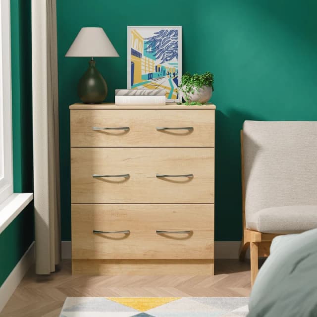 Ready Assembled 2 U Hampshire 3 Drawer Deep Chest (Ready Assembled) in Light Brown Light Brown Unisex