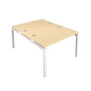 Telescopic Sliding 6 Person Maple Bench with Cable Port - 1200 X 800 - White Frame