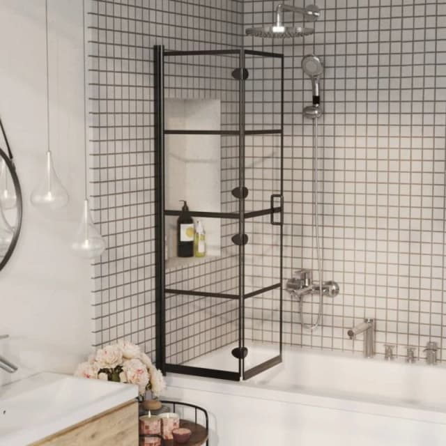 VIDAXL Folding Shower Enclosure ESG 80x140cm Black vidaXL 8720286415993